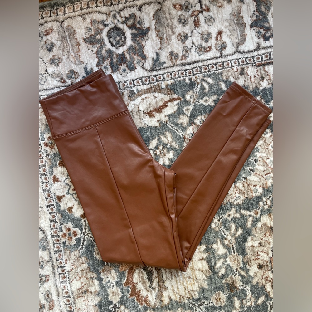 Saks Fifth Ave Brown Faux Leather Leggings size Medium